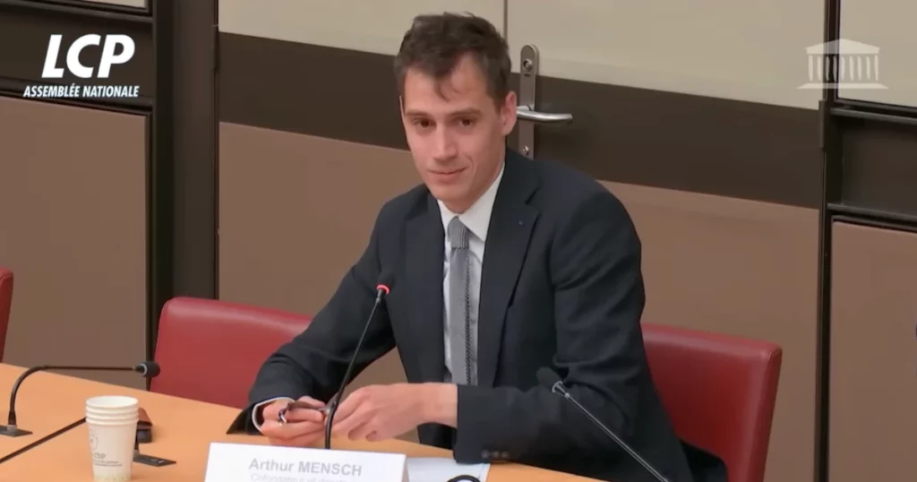 Arthur Mensch durant son audition à l'assemblée nationale le 12 mai 2026